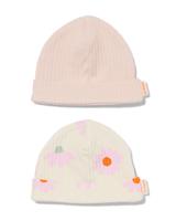 HEMA Baby Mutsen Rib Met Bamboe Bloemen - 2 Stuks