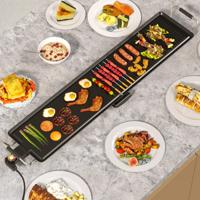 Teppanyaki Grill 1800W Elektrische Grillplaat Antiaanbak Tafelgrill met Instelbare Temperatuur Thermostaat en Vetopvangbak 100cm