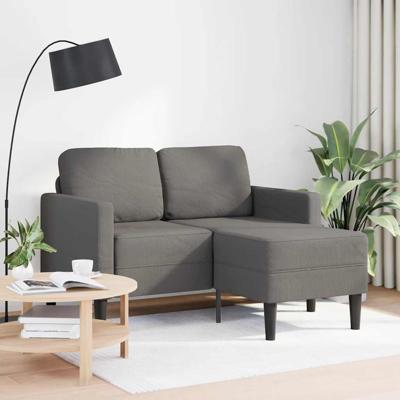 2-zitsbank met ligstoel L-vormig lichtgrijs 125 cm linnen