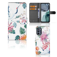 Motorola Moto G62 5G Telefoonhoesje met Pasjes Bird Flowers