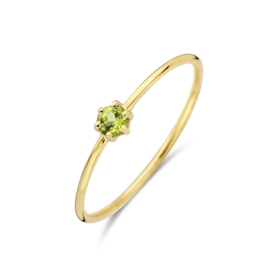 14k Geelgouden Ring 4mm met Peridot - Geboortesteen Augustus