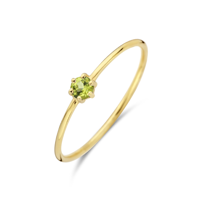 14k Geelgouden Ring 4mm met Peridot - Geboortesteen Augustus