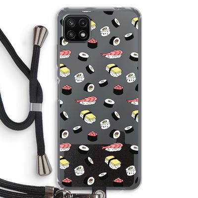 Sushi time: Samsung Galaxy A22 5G Transparant Hoesje met koord