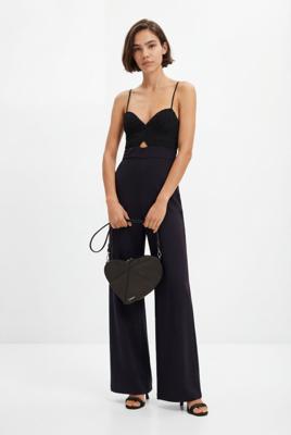 Lange jumpsuit haakwerk - BLACK - L