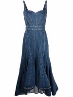 Alexander McQueen robe en jean style corset - Bleu