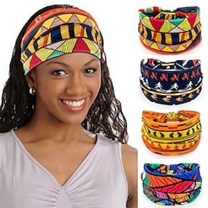 dameshaarbanden Afrikaanse bedrukte patronen brede rand elastische knopen sportyoga hoofdbanden dameshoofddeksels haaraccessoires Lightinthebox