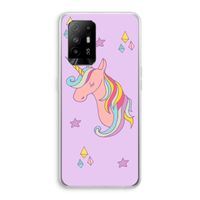 Roze eenhoorn: Oppo A95 5G Transparant Hoesje