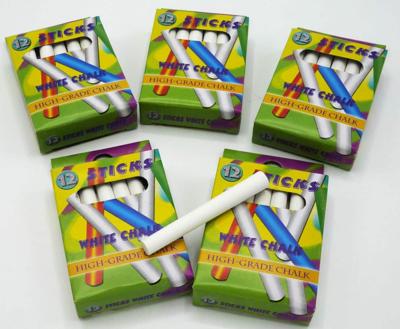 Schoolbord krijtjes wit 5 doosjes van 12 stuks