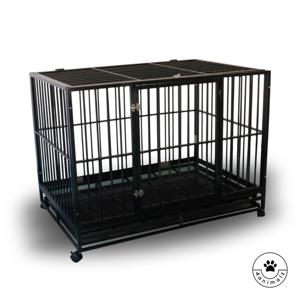 4animalz® Heavy Duty Hondenbench XXL met wielen 124x84x95 cm - Zwart