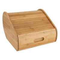 Broodtrommel met rolluik deksel - bamboe - 30 x 33 x 21 cm - naturel - met opberglade