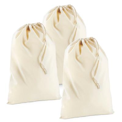 Canvas opberg zakjes/tasjes met afsluitkoord - 10x - wit - 40 x 50 cm - katoen - cadeau tasjes