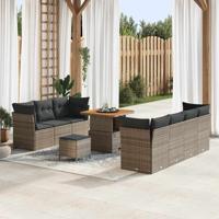 Tuinbankenset 10 pcs Grijs poly rattan