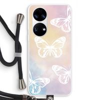 White butterfly: Huawei P50 Transparant Hoesje met koord