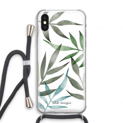 Tropical watercolor leaves: iPhone X Transparant Hoesje met koord