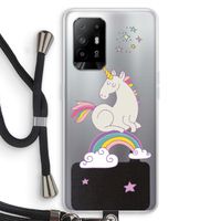 Regenboog eenhoorn: Oppo A95 5G Transparant Hoesje met koord