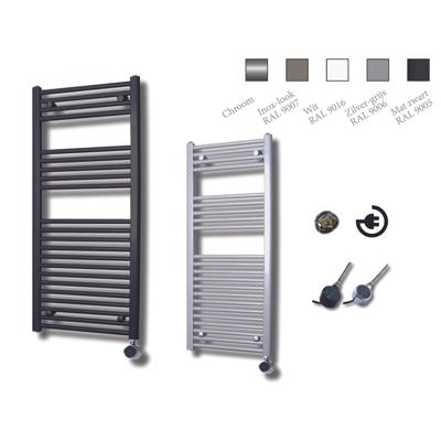 Sanicare Elektrische Design Radiator - 111.8 x 60 cm - 730 Watt - thermostaat zwart linksonder - inox look HRLEZ 601118/I