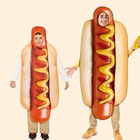 Hot Dog Cosplay kostuum Grappige Kostuums Halloween-kostuums voor groepen en gezinnen Allemaal Film cosplay Cosplay Kostuums Grappig kostuum Bruin Turnpakje / Onesie Halloween Carnaval Maskerade Lightinthebox - thumbnail