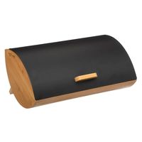 Broodtrommel met afsluitbare klep 35 x 23 x 17 cm - zwart - Bamboe - thumbnail