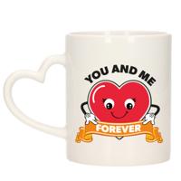 Cadeau koffie/thee mok You and Me - hart - 300 ml - Valentijn / Huwelijk / Jubileum