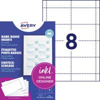 Avery-Zweckform L4728-20 Insteekplaatje naamplaatje 90 mm x 60 mm Wit Avery-Zweckform L4728-20 Insteekplaatje naamplaatje 90 mm x 60 mm Wit