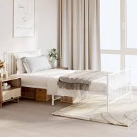 Bedframe met hoofd- en voeteneinde metaal wit 107x203 cm