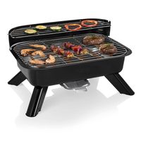 Princess 112252 Hybride Barbecue - Elektrische BBQ - Tafelmodel - 2000W - 44x 29cm - Gebruik elektrisch of met kolen