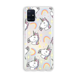 Rainbow Unicorn: Galaxy A51 4G Transparant Hoesje