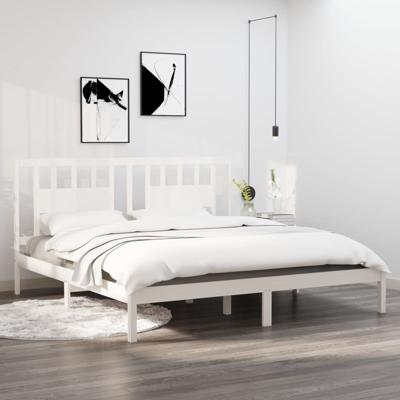 Bedframe massief grenenhout wit 200x200 cm