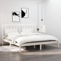Bedframe massief grenenhout wit 200x200 cm