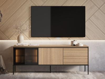 Tv-meubel VIDDO II 2 deuren 2 lades 167 cm linea eik met led