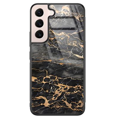 Samsung Galaxy S22 glazen hardcase - Marmer grijs brons