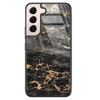 Samsung Galaxy S22 glazen hardcase - Marmer grijs brons