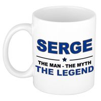 Naam cadeau mok/ beker Serge The man, The myth the legend 300 ml - Naam mokken