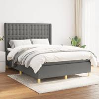 Boxspring met matras stof donkergrijs 140x190 cm