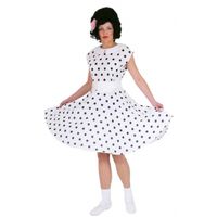 Rock n roll jaren 50 verkleed jurk wit met zwart - thumbnail
