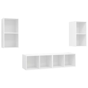 The Living Store TV-meubelset - wit - spaanplaat - 37 x 37 x 72 cm (B x D x H) - 4 x tv-meubel