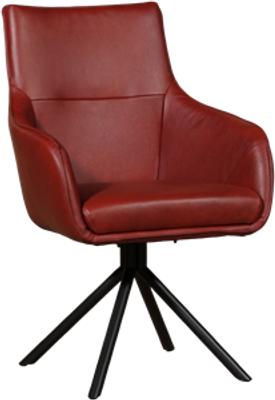 Rode leren industriële draaibare eetkamerstoel Fancy - Granada leer Rouge (rood leer)