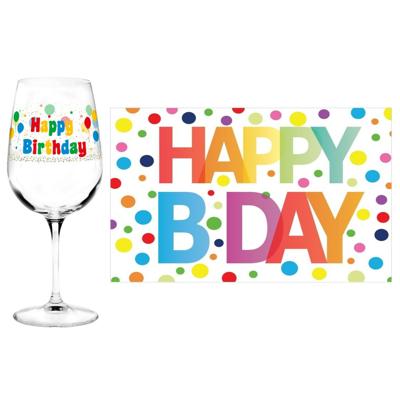Happy Birthday wijnglas 50 jaar - verjaardag cadeau - met A5-size wenskaart - gefeliciteerd Happy Birthday wijnglas 50 jaar - verjaardag cadeau - met A5-size wenskaart - gefeliciteerd
