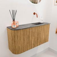 Toiletmeubel Mondiaz Joya Dlux | 81.6 cm | Meubelkleur Oak | Faye wastafel Sombra Wasbak Rechts | Zonder kraangat(en)