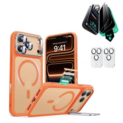 iPhone 17 Pro Max Bundle Classic Hybrid Magnetic Case (Camera Control, Stash Stand) and Armorite Privacy Screen Protector - Frosted Orange iPhone 17 Pro Max Bundle Classic Hybrid Magnetic Case (Camera Control, Stash Stand) and Armorite Privacy Screen Protector - Frosted Orange