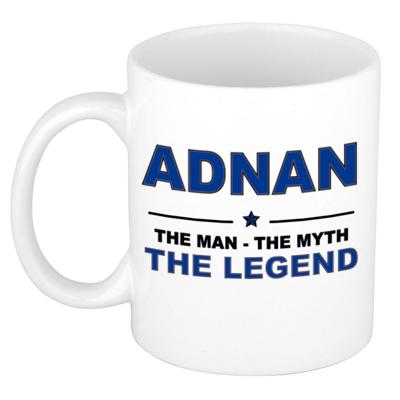 Adnan cadeau mok - man myth legend - naam koffiemok / beker - wit en blauw - 300 ml Adnan cadeau mok - man myth legend - naam koffiemok / beker - wit en blauw - 300 ml