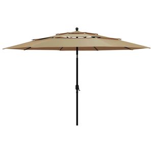 vidaXL Parasol 3-laags met aluminium paal 3,5 m taupe