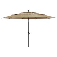 vidaXL Parasol 3-laags met aluminium paal 3,5 m taupe - thumbnail