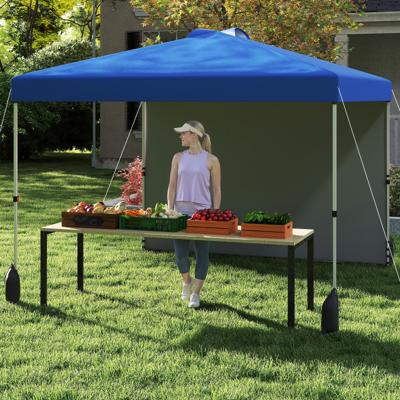 3 x 3 m Pop-up-paviljoen met Zijwand Draagbaar Tuinpaviljoen Inclusief Schaduwdoek met Rolzak Blauw