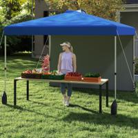 3 x 3 m Pop-up-paviljoen met Zijwand Draagbaar Tuinpaviljoen Inclusief Schaduwdoek met Rolzak Blauw