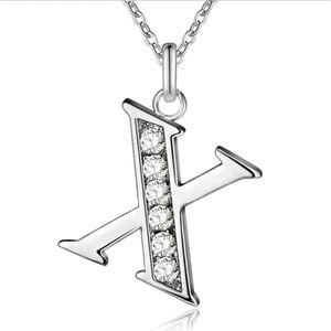 Zilverkleurige Letter X Dames Ketting met Zirkonia
