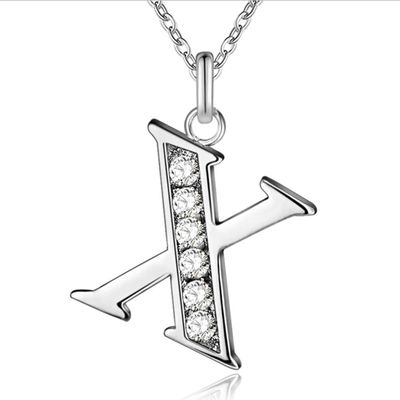 Zilverkleurige Letter X Dames Ketting met Zirkonia