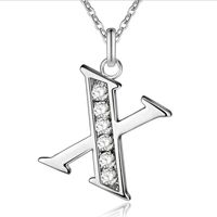 Zilverkleurige Letter X Dames Ketting met Zirkonia