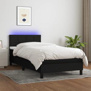 Boxspring met matras en LED stof zwart 90x190 cm SKU: V3133119