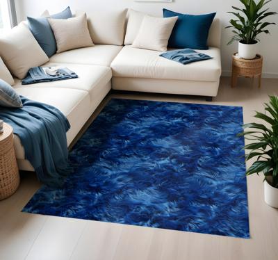 Wollen tinten vinyl tapijt blauw